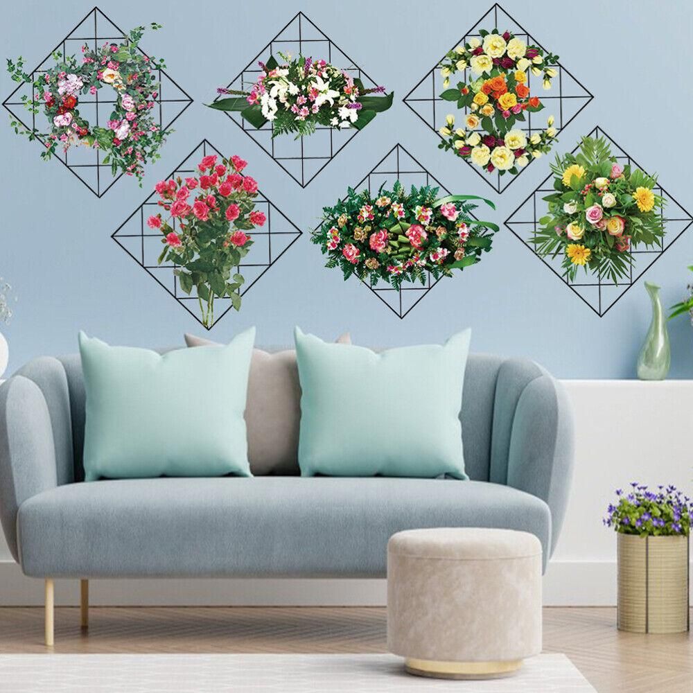 Home Wall Art Grid Flower Pattern Sticker
